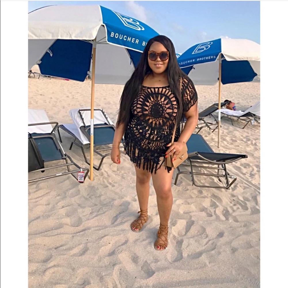 Black Fringe Swimsuit Coverup